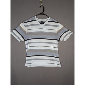 Karl Kani Gold Mens Shirt XXL Gray White Striped Hip-Hop Y2K